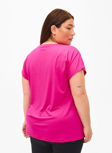 Zizzi Kurzärmeliges Trainings-T-Shirt, Neon Pink Glo, Model image number 1