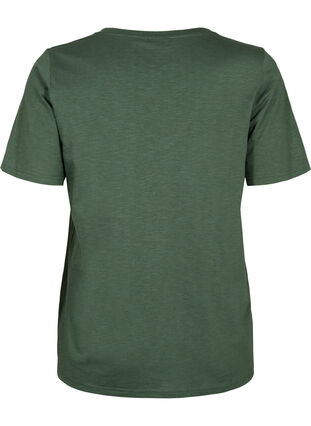 Zizzi Kurzärmeliges Basic T-Shirt mit V-Ausschnitt, Thyme, Packshot image number 1