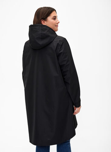 ZizziRegenjacke mit Taschen und Kapuze, Black, Model image number 1