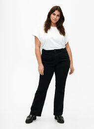 Ellen Bootcut-Jeans mit hoher Taille., Black, Model