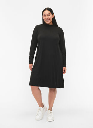 ZizziFLASH – Langärmeliges Kleid mit Rollkragen, Black, Model image number 2