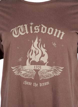 ZizziBedrucktes T-Shirt aus Bio-Baumwolle, Brown Wash W. Wisdom, Packshot image number 2