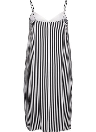 Zizzi FLASH – Gestreiftes Trägerkleid aus Viskose, Black White Stripe, Packshot image number 1