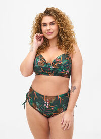 Gedruckte Bikini-Unterteile mit einer hohen Taille, Boheme Palm Aop , Model