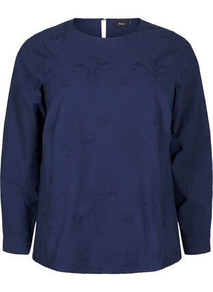 ZizziLangärmlige Bluse mit Stickereien, Naval Academy, Packshot image number 0