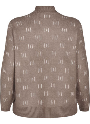 Zizzi Strickbluse mit Muster und hohem Kragen, Walnut Mel. Comb, Packshot image number 1