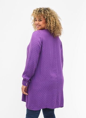 ZizziViskose Tunika mit Ton-in-Ton-Muster, Lavender Violet, Model image number 1