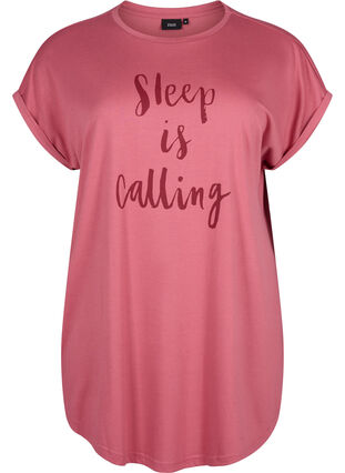 Zizzi Kurzärmliges Nachthemd mit Textdruck, Slate Rose Sleep, Packshot image number 0