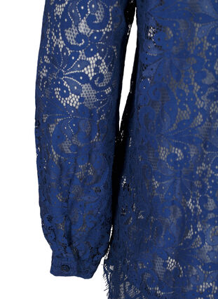 Zizzi Spitzenbluse mit Schleifen-Detail, Estate Blue, Packshot image number 3