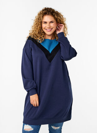 ZizziLanges Sweatshirt mit Farbblock, Navy B. Color Block, Model image number 0