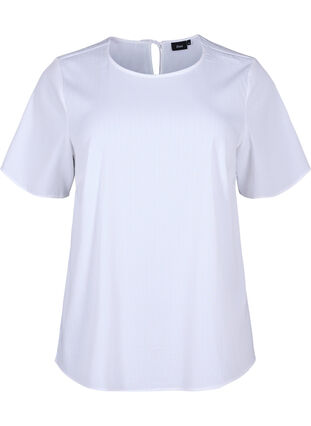 Zizzi Kurzärmelige Bluse aus Viskose mit Schleifen, Bright White, Packshot image number 0
