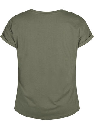 Zizzi Kurzärmeliges T-Shirt aus einer Baumwollmischung, Dusty Olive, Packshot image number 1