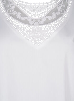 ZizziKurzärmelige Bluse mit Spitzendetail, Bright White, Packshot image number 2