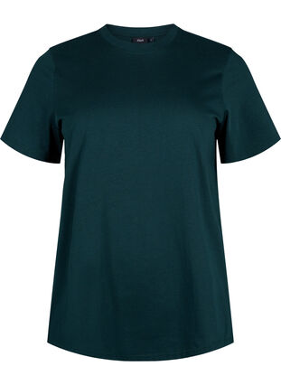 Zizzi Basic-T-Shirt aus Baumwolle mit Rundhalsausschnitt, Scarab, Packshot image number 0