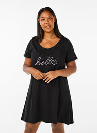 Kurzärmeliges Nachthemd aus Bio-Baumwolle, Black Hello, Model