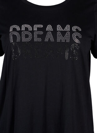 ZizziT-Shirt aus Baumwolle mit Strass-Motiv, Black w. Dream, Packshot image number 2