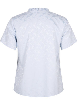 ZizziKurzärmelige Jacquard-Bluse mit Schleifen, Ancient Water, Packshot image number 1